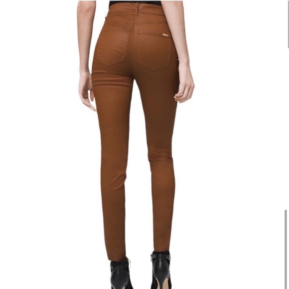 WHBM high rise skinny brown faux leather pants. Size 6 - Picture 2 of 9